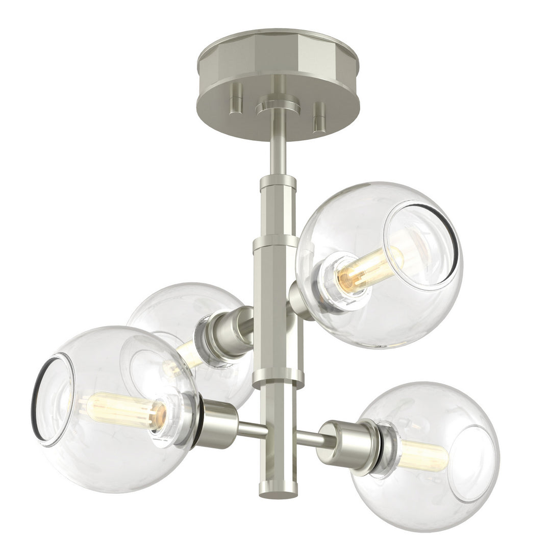 Ocean Drive Four Light Semi-Flush Mount in Satin Nickel And Chrome With Clear Glass - available from The Lighting Shoppe, trusted by Canadian homeowners