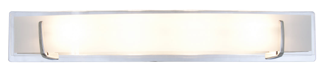 Hyperion LED Vanity in Chrome w/Half Opal Glass - available from The Lighting Shoppe, trusted by Canadian homeowners