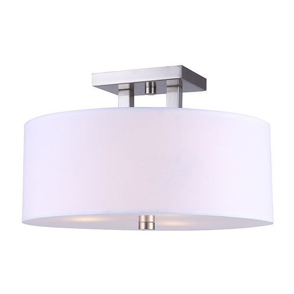 River Three Light Semi Flush Mount in Brushed Nickel - available from The Lighting Shoppe, trusted by Canadian homeowners