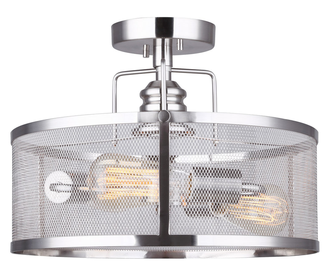 Beckett Three Light Semi Flush Mount in Brushed Nickel - available from The Lighting Shoppe, trusted by Canadian homeowners