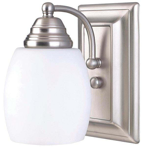 Griffin One Light Vanity in Brushed Pewter - available from The Lighting Shoppe, trusted by Canadian homeowners