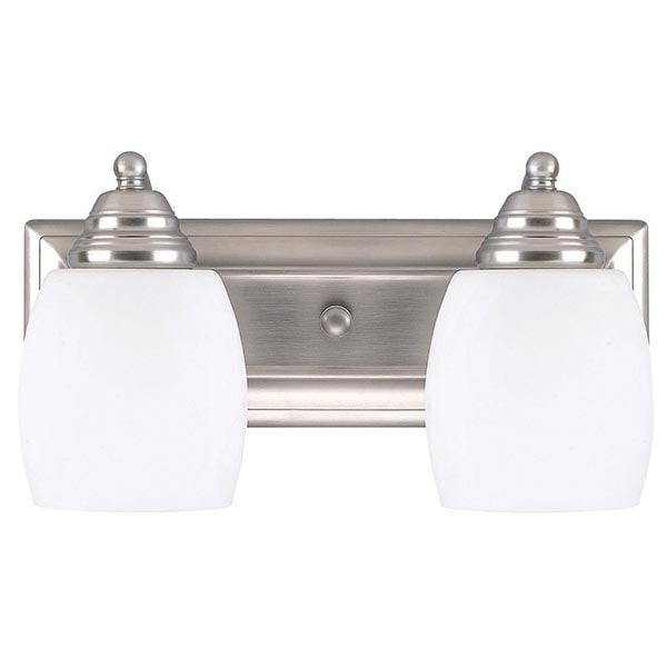 Griffin Two Light Vanity in Brushed Pewter - available from The Lighting Shoppe, trusted by Canadian homeowners