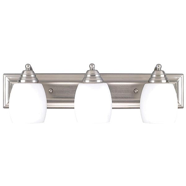 Griffin Three Light Vanity in Brushed Pewter - available from The Lighting Shoppe, trusted by Canadian homeowners