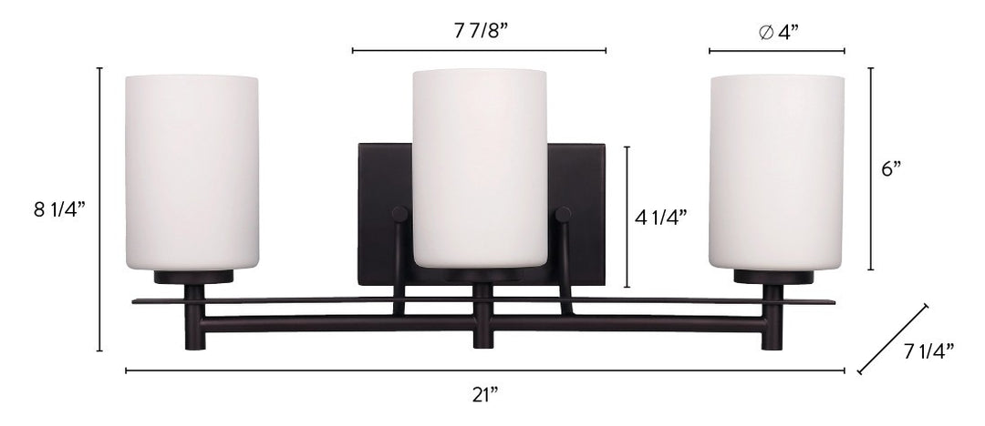Canarm Canada - IVL363A03ORB - Three Light Vanity - Carlton - Oil Rubbed Bronze