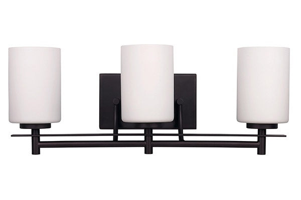 Carlton Three Light Vanity in Oil Rubbed Bronze - available from The Lighting Shoppe, trusted by Canadian homeowners