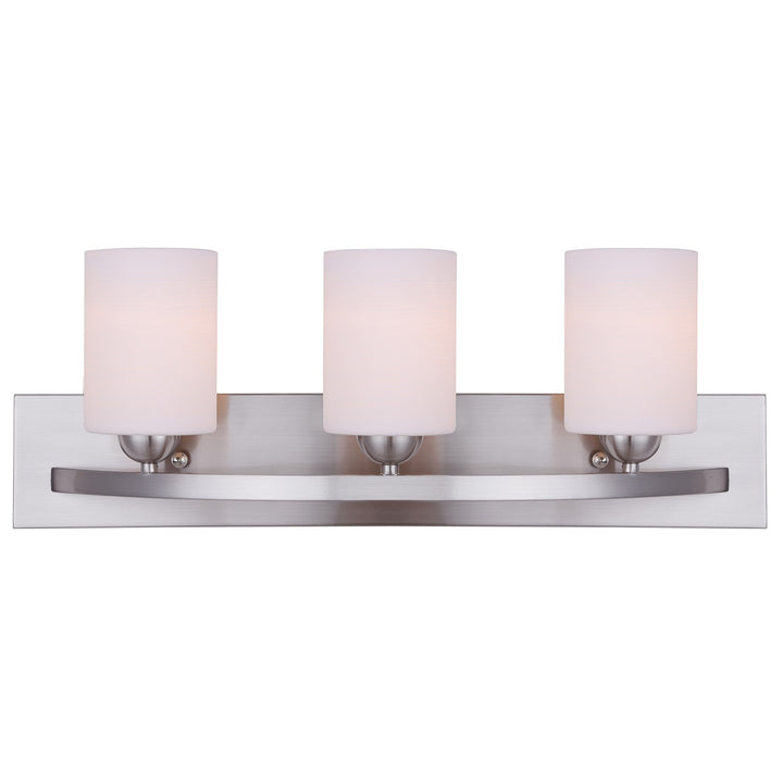 Hampton Three Light Vanity in Brushed Pewter - available from The Lighting Shoppe, trusted by Canadian homeowners