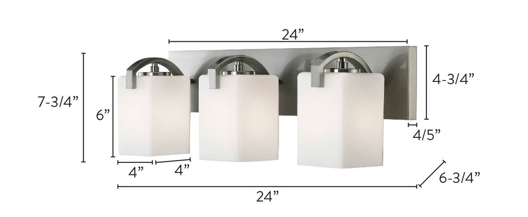 Canarm Canada - IVL422A03BN - Three Light Vanity - Palmer - Brushed Nickel