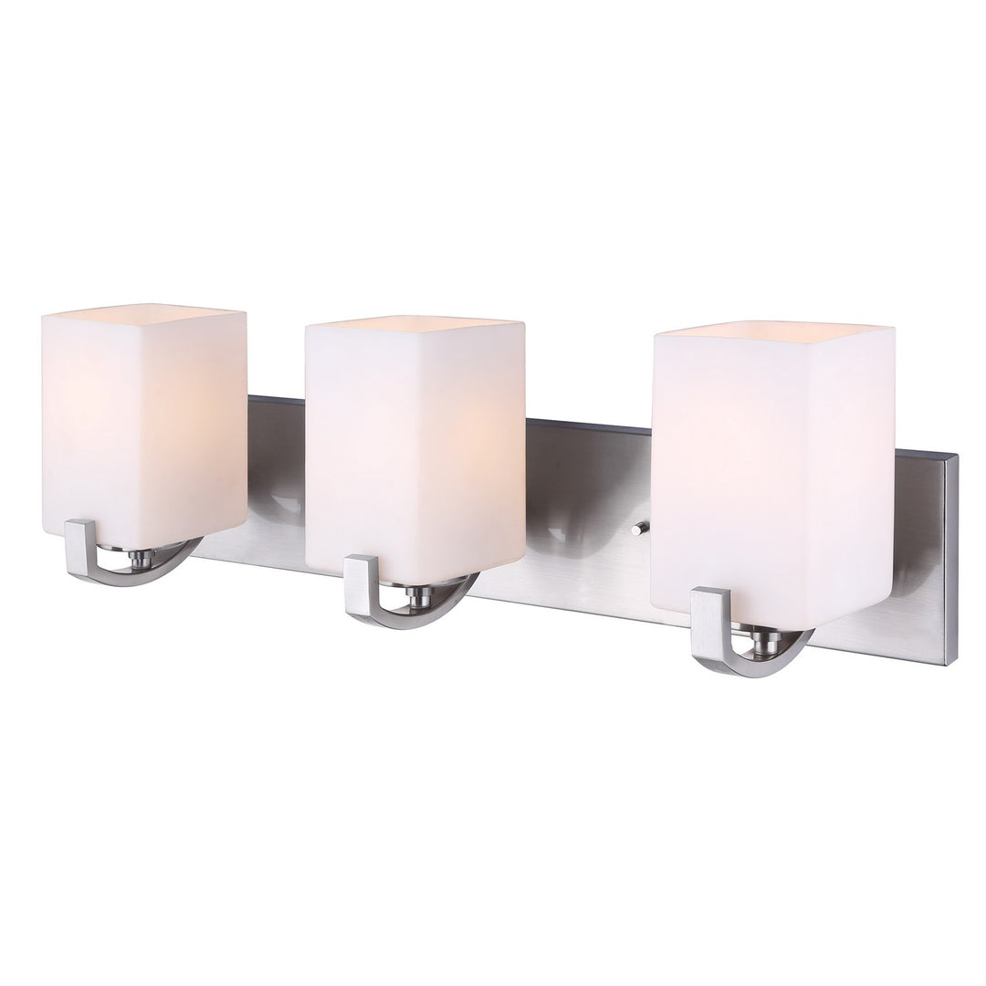 Palmer Three Light Vanity in Brushed Nickel - available from The Lighting Shoppe, trusted by Canadian homeowners