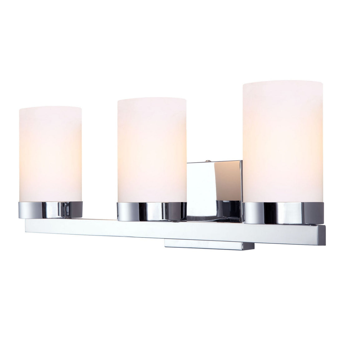 Milo Three Light Vanity in Chrome - available from The Lighting Shoppe, trusted by Canadian homeowners