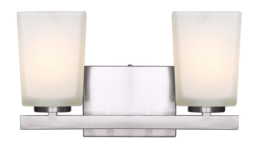 Hartley Two Light Vanity in Brushed Nickel - available from The Lighting Shoppe, trusted by Canadian homeowners