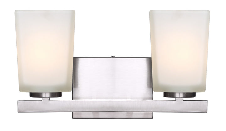 Hartley Two Light Vanity in Brushed Nickel - available from The Lighting Shoppe, trusted by Canadian homeowners