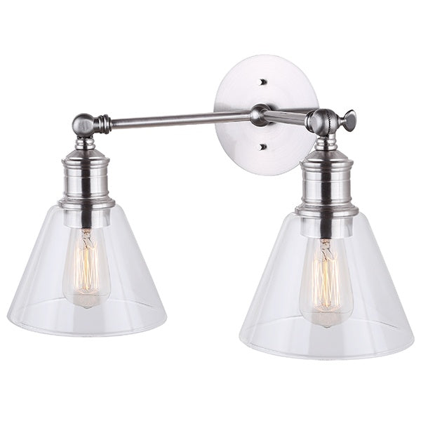 Larken Two Light Vanity in Brushed Nickel - available from The Lighting Shoppe, trusted by Canadian homeowners