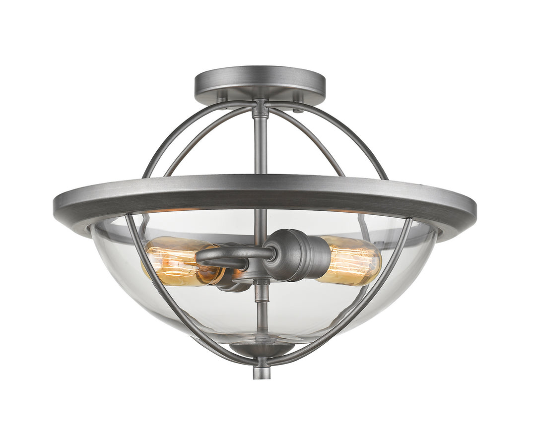 Persis Two Light Semi Flush Mount in Old Silver - available from The Lighting Shoppe, trusted by Canadian homeowners