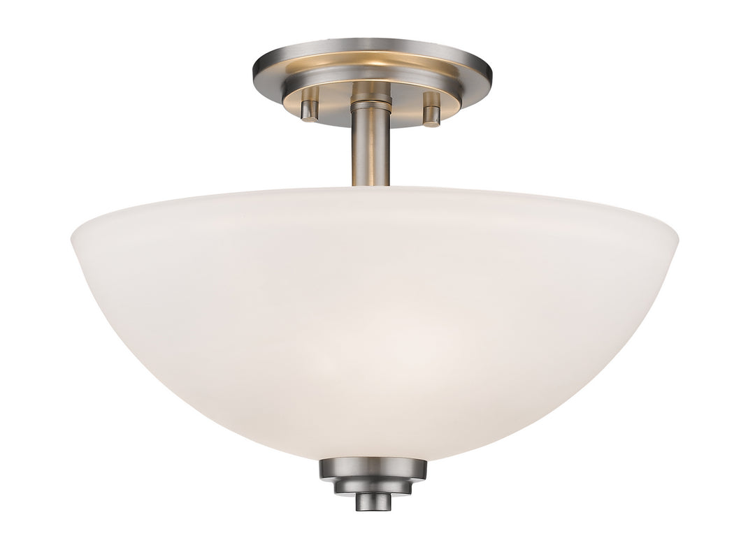 Ashton Three Light Semi Flush Mount in Brushed Nickel - available from The Lighting Shoppe, trusted by Canadian homeowners