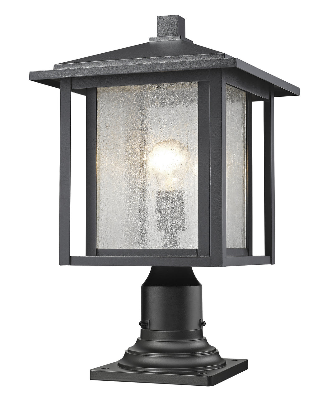 Aspen One Light Outdoor Pier Mounted Fixture in Black - available from The Lighting Shoppe, trusted by Canadian homeowners