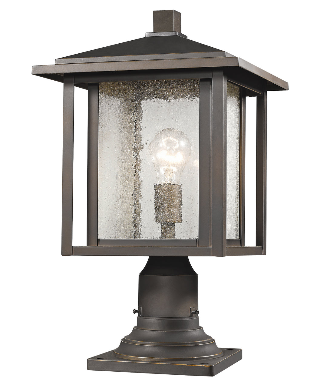 Aspen One Light Outdoor Pier Mounted Fixture in Oil Rubbed Bronze - available from The Lighting Shoppe, trusted by Canadian homeowners
