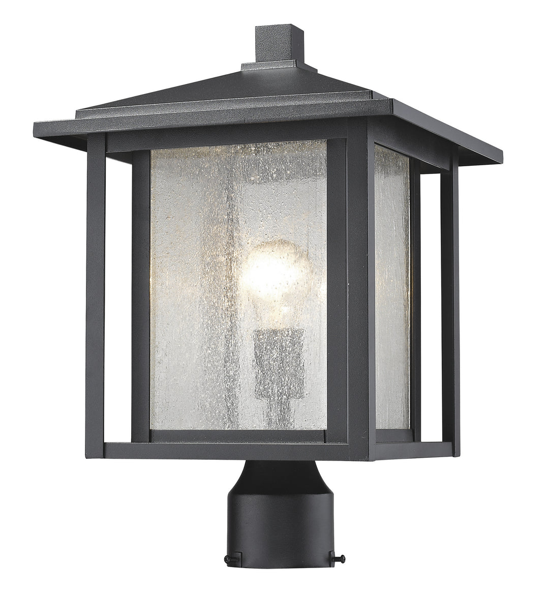 Aspen One Light Outdoor Post Mount Fixture in Black - available from The Lighting Shoppe, trusted by Canadian homeowners