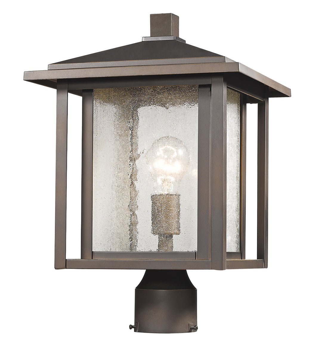 Aspen One Light Outdoor Post Mount Fixture in Oil Rubbed Bronze - available from The Lighting Shoppe, trusted by Canadian homeowners