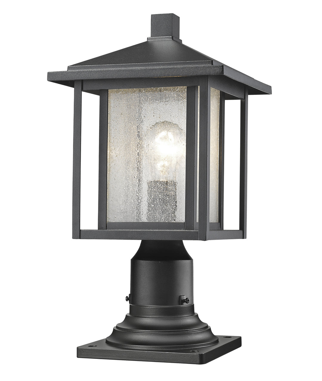 Aspen One Light Outdoor Pier Mounted Fixture in Black - available from The Lighting Shoppe, trusted by Canadian homeowners