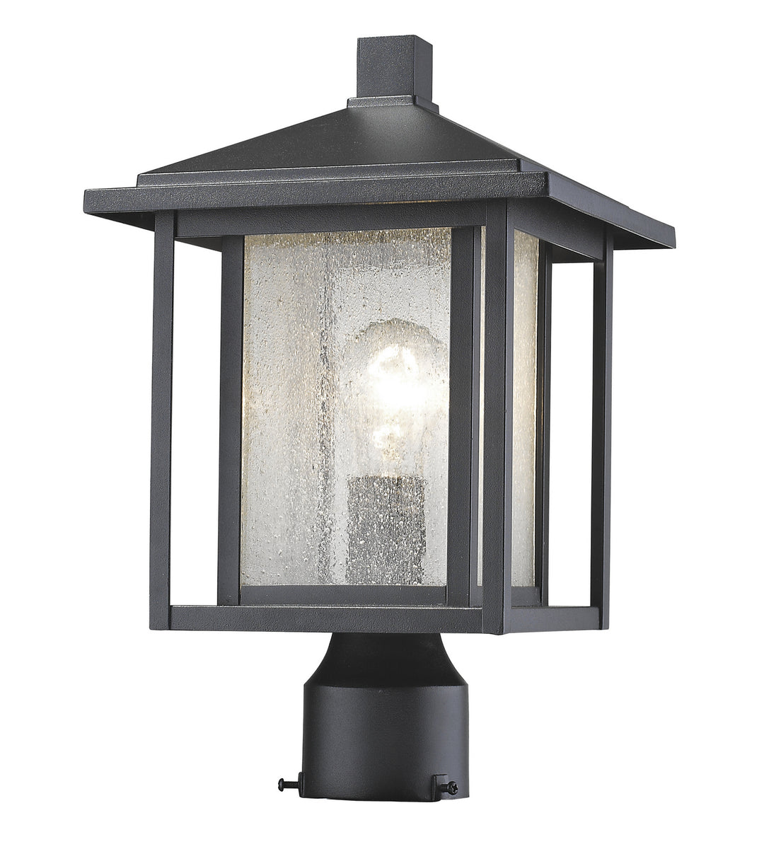 Aspen One Light Outdoor Post Mount Fixture in Black - available from The Lighting Shoppe, trusted by Canadian homeowners