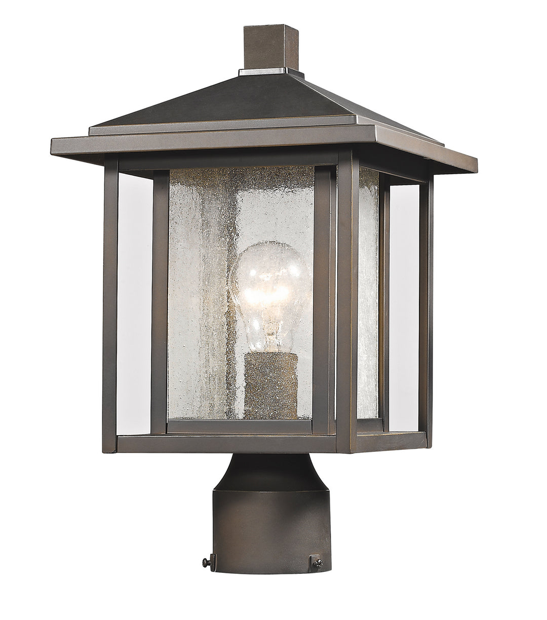 Aspen One Light Outdoor Post Mount Fixture in Oil Rubbed Bronze - available from The Lighting Shoppe, trusted by Canadian homeowners
