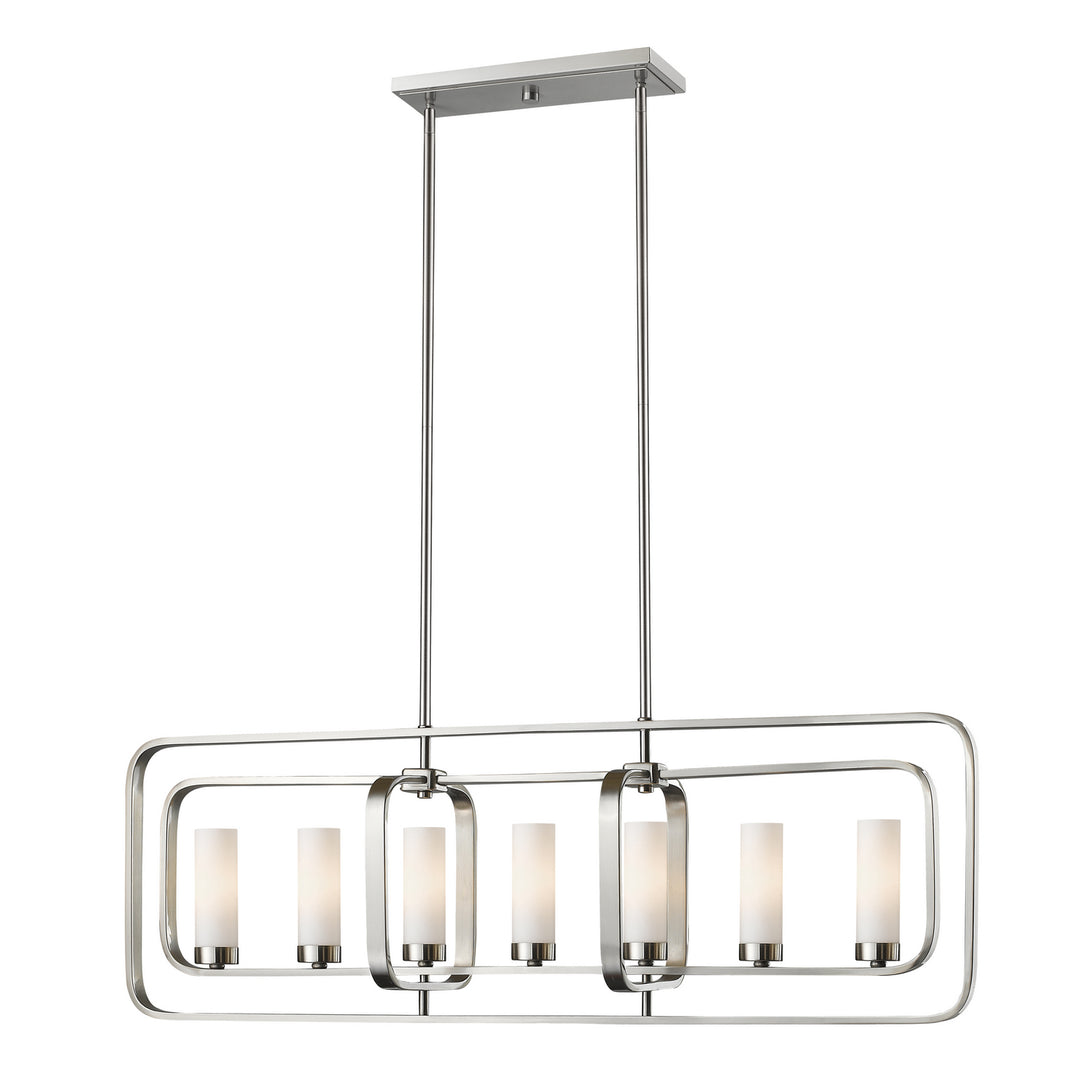 Aideen Seven Light Linear Chandelier in Brushed Nickel - available from The Lighting Shoppe, trusted by Canadian homeowners