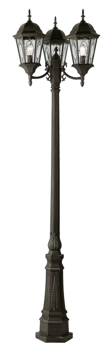 Villa Nueva Three Light Pole Light in Rust - available from The Lighting Shoppe, trusted by Canadian homeowners