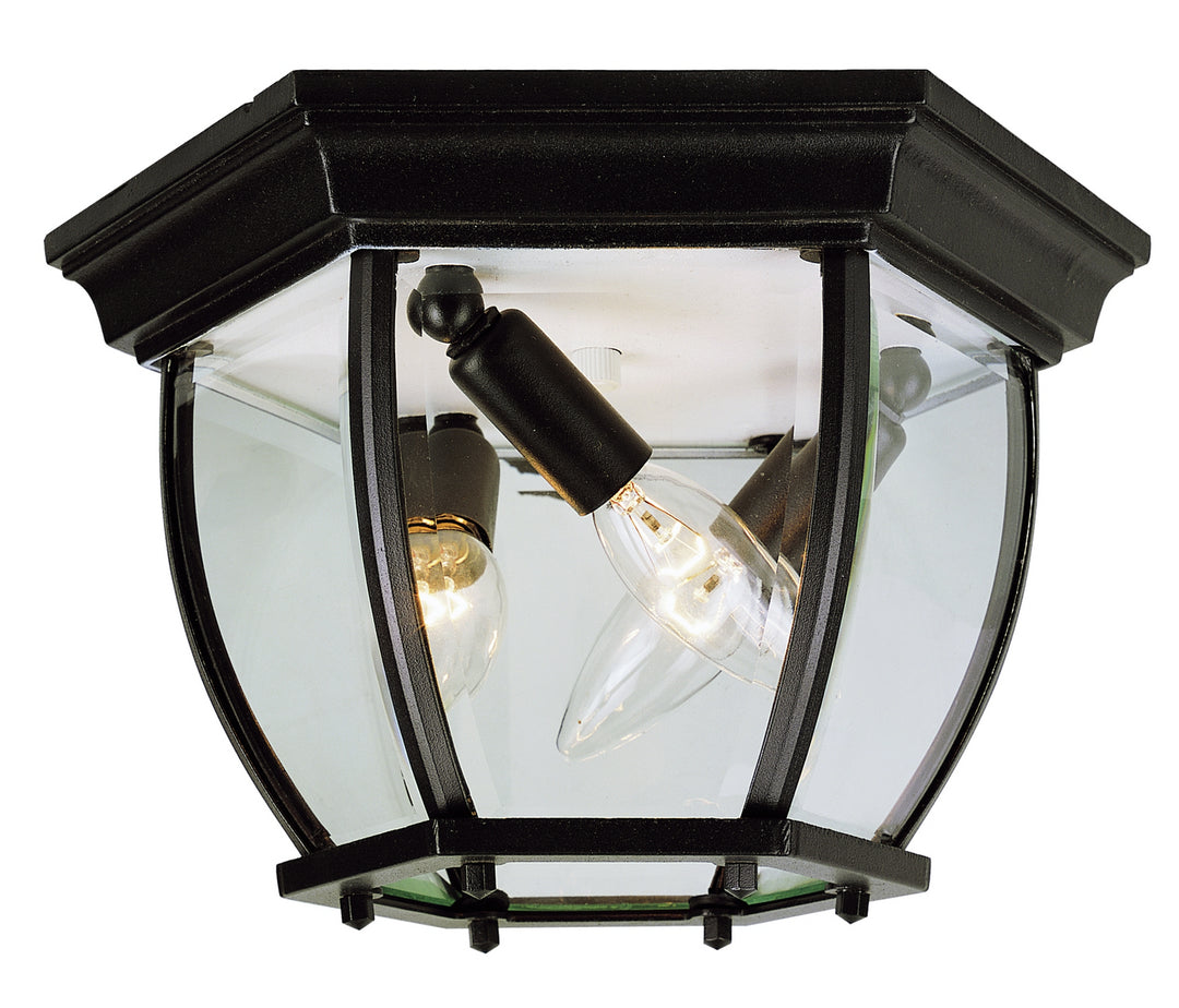 Angelus Three Light Flushmount Lantern in Black - available from The Lighting Shoppe, trusted by Canadian homeowners
