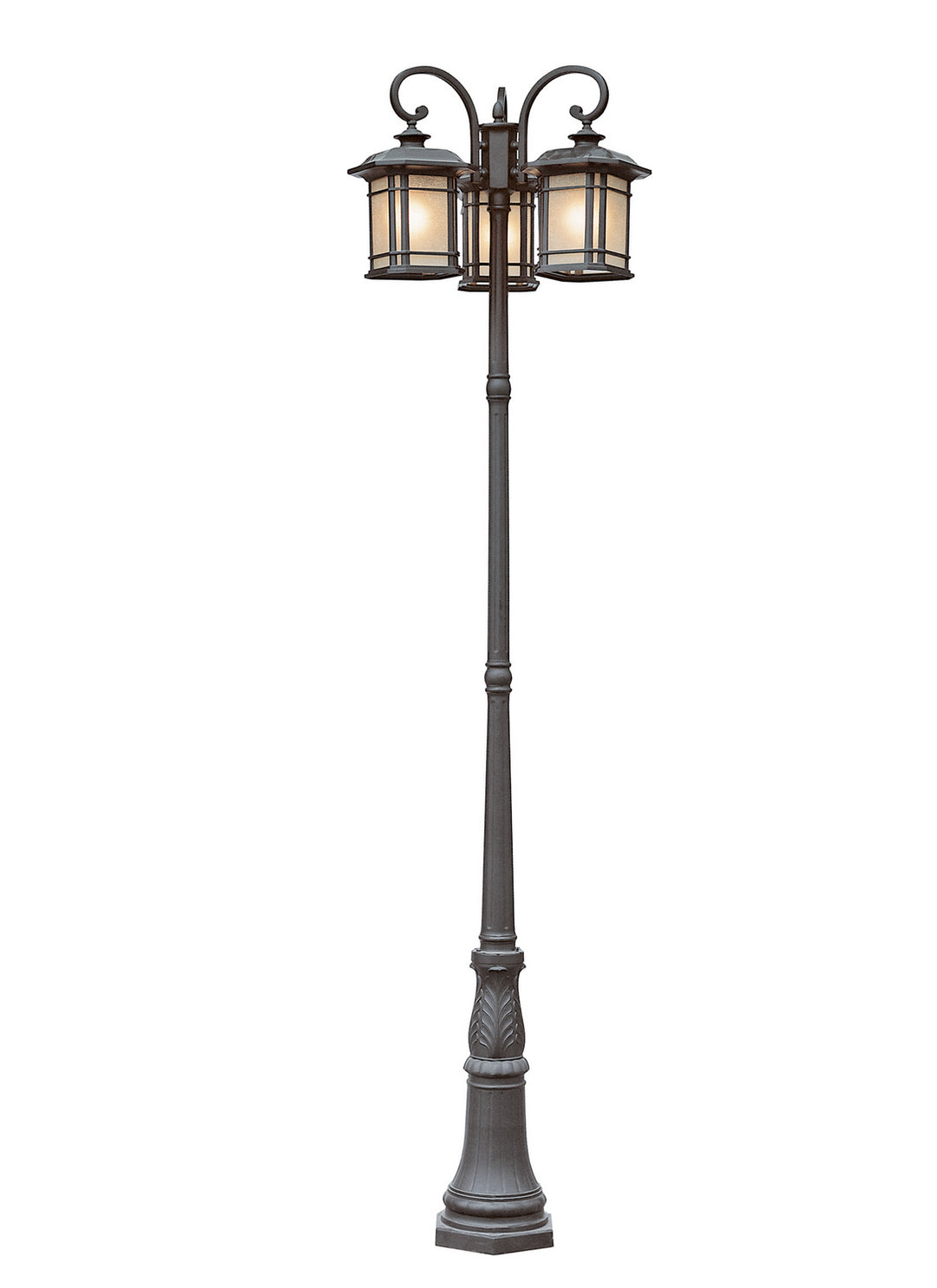 San Miguel Three Light Pole Light in Black - available from The Lighting Shoppe, trusted by Canadian homeowners
