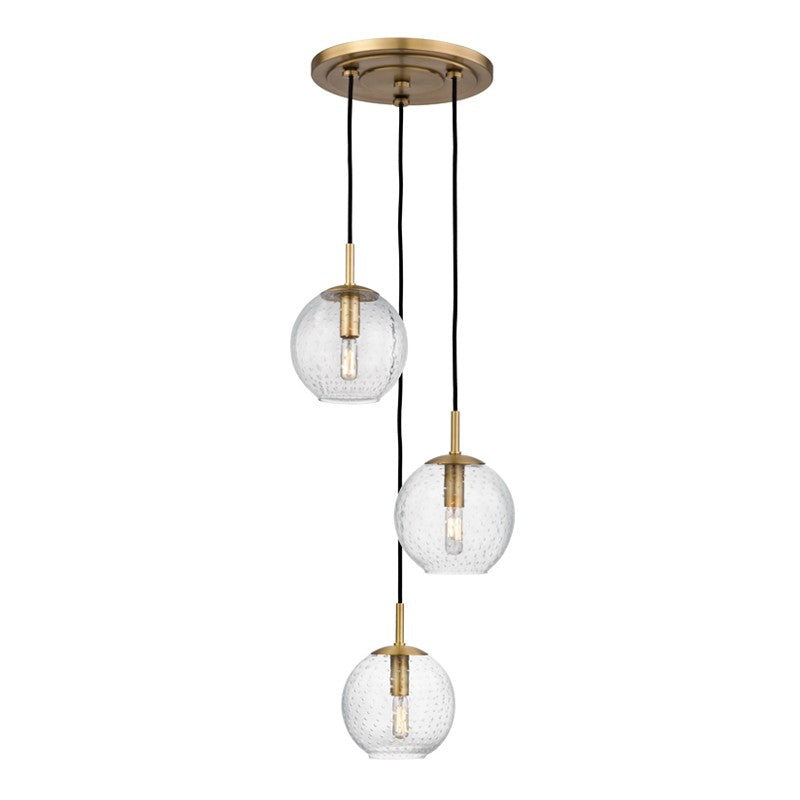 Rousseau Three Light Chandelier in Aged Brass - available from The Lighting Shoppe, trusted by Canadian homeowners