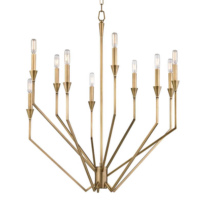 Archie Ten Light Chandelier in Aged Brass - available from The Lighting Shoppe, trusted by Canadian homeowners