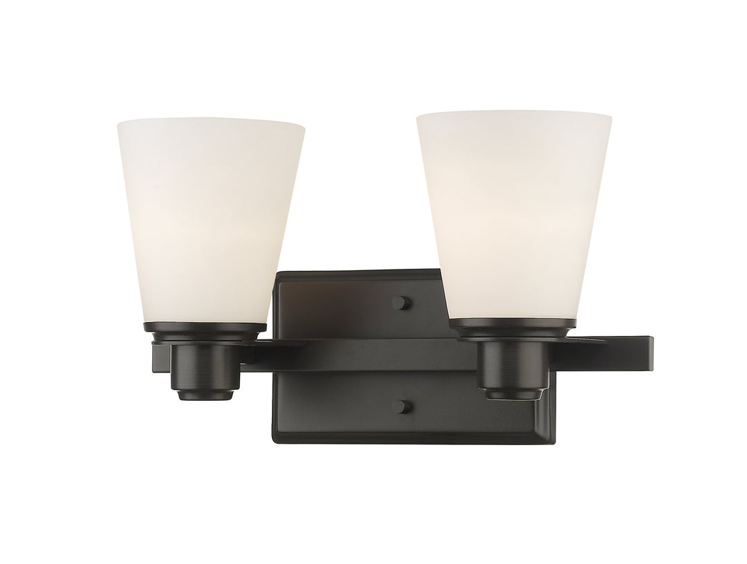 Kayla Two Light Vanity in Bronze - available from The Lighting Shoppe, trusted by Canadian homeowners