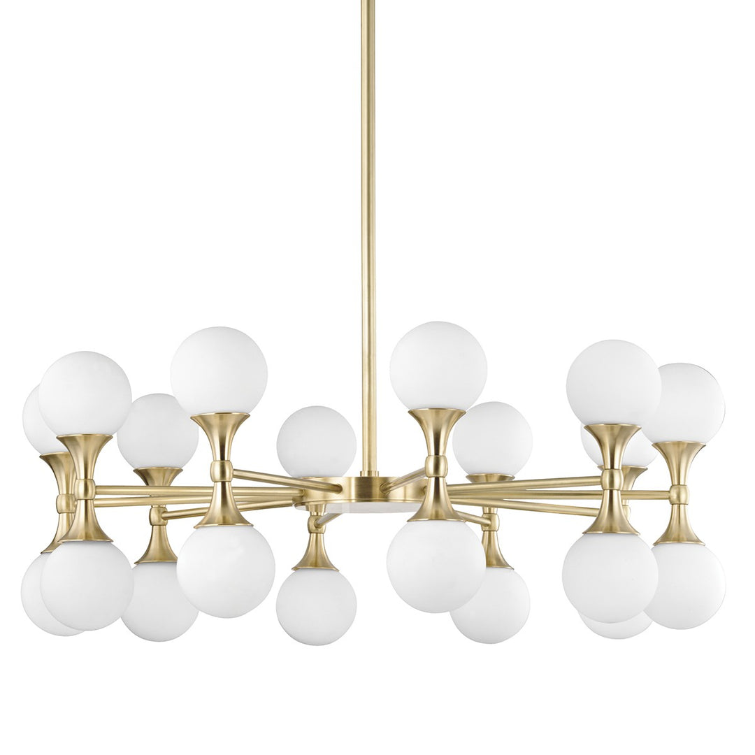 Astoria LED Chandelier in Aged Brass - available from The Lighting Shoppe, trusted by Canadian homeowners