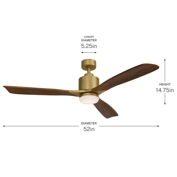 Kichler Canada - 300027NBR - 52"Ceiling Fan - Ridley II - Natural Brass