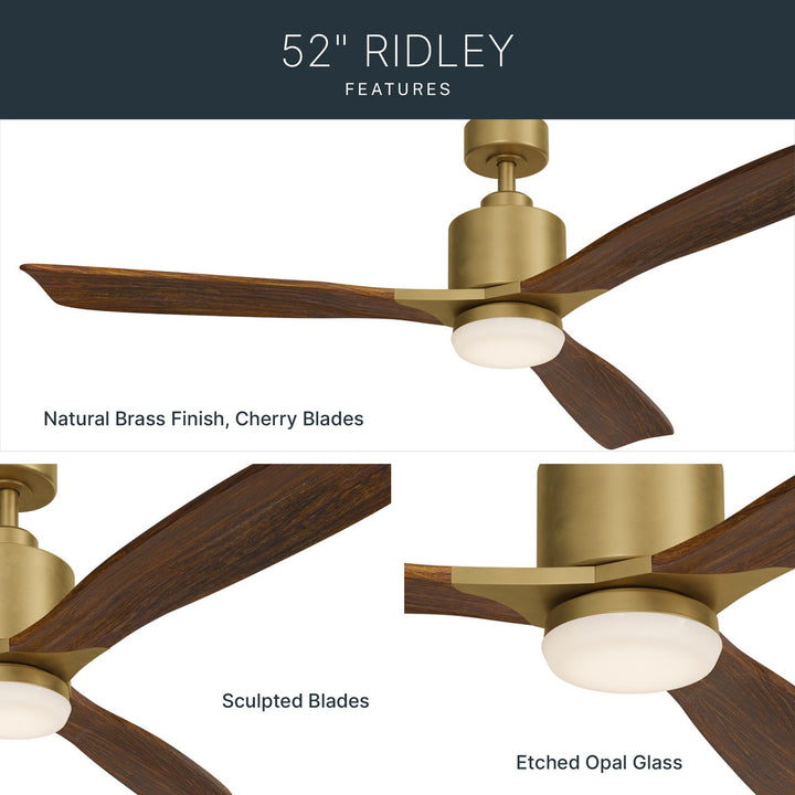 Kichler Canada - 300027NBR - 52"Ceiling Fan - Ridley II - Natural Brass