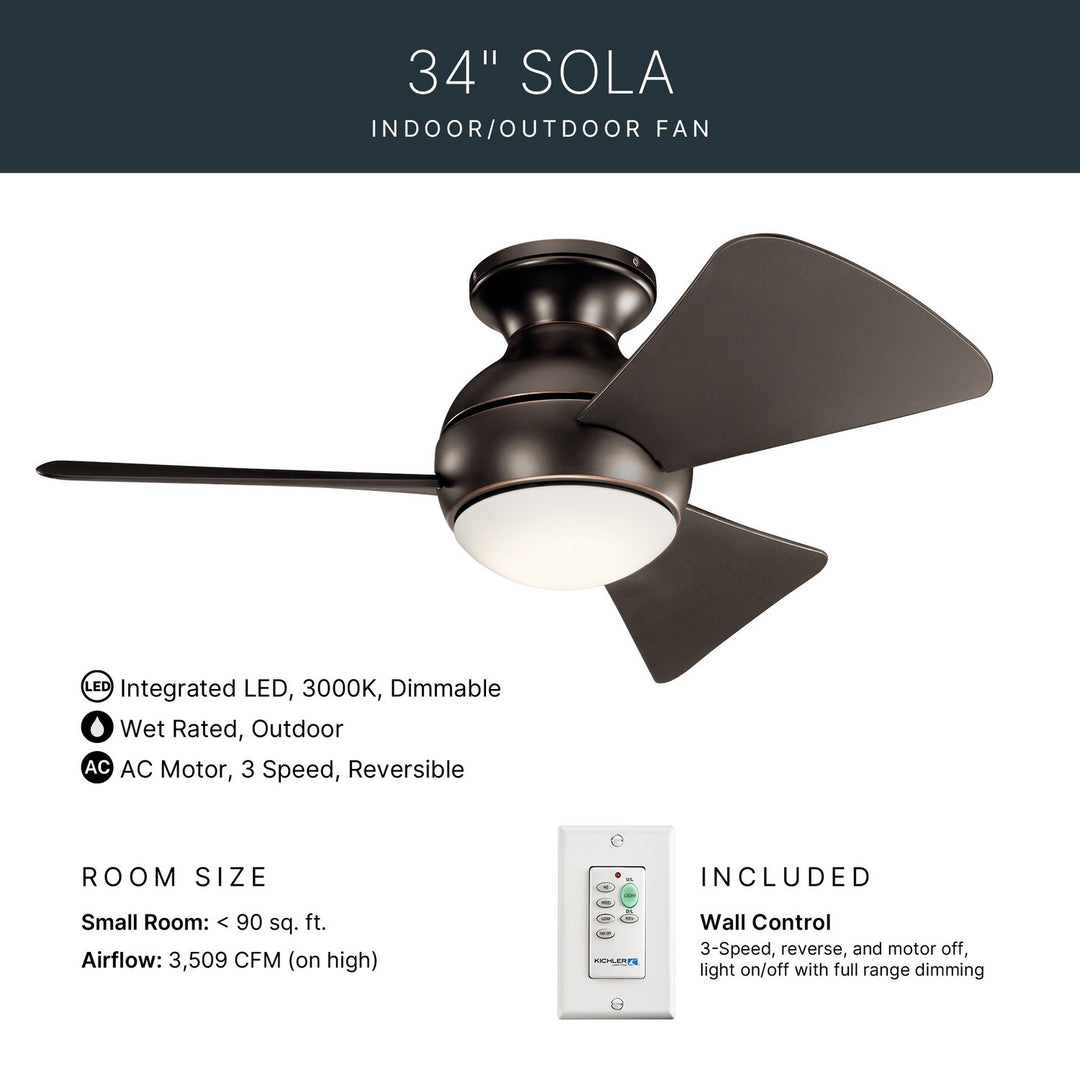 Kichler Canada - 330150OZ - 34"Ceiling Fan - Sola - Olde Bronze