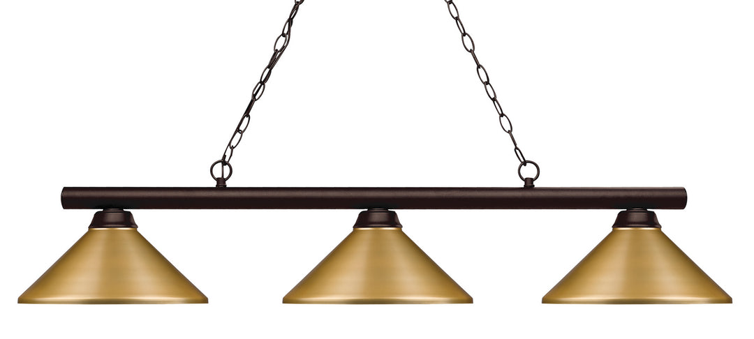 Shooter Three Light Billiard in Bronze - available from The Lighting Shoppe, trusted by Canadian homeowners