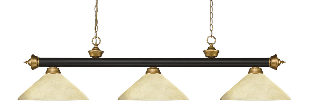 Z-Lite Canada - 200-3BRZ+SG-AGM14 - Three Light Billiard - Riviera - Bronze + Satin Gold