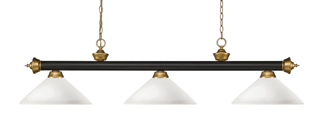 Z-Lite Canada - 200-3BRZ+SG-AMO14 - Three Light Billiard - Riviera - Bronze + Satin Gold