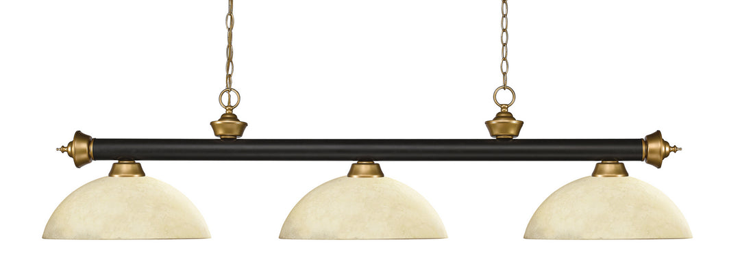 Z-Lite Canada - 200-3BRZ+SG-DGM14 - Three Light Billiard - Riviera - Bronze + Satin Gold