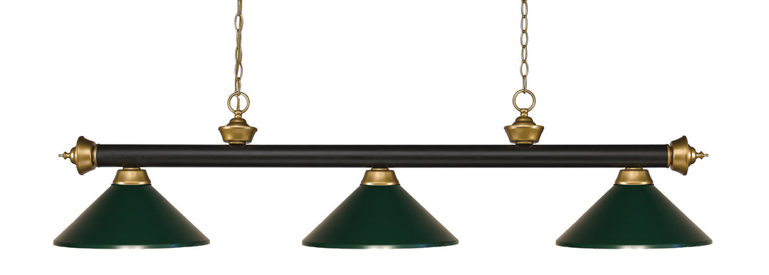 Z-Lite Canada - 200-3BRZ+SG-MDG - Three Light Billiard - Riviera - Bronze + Satin Gold