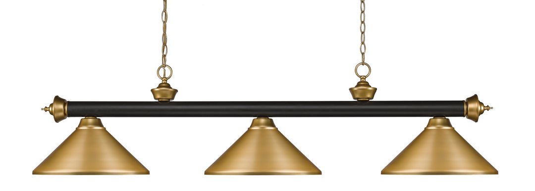 Z-Lite Canada - 200-3BRZ+SG-MSG - Three Light Billiard - Riviera - Bronze + Satin Gold