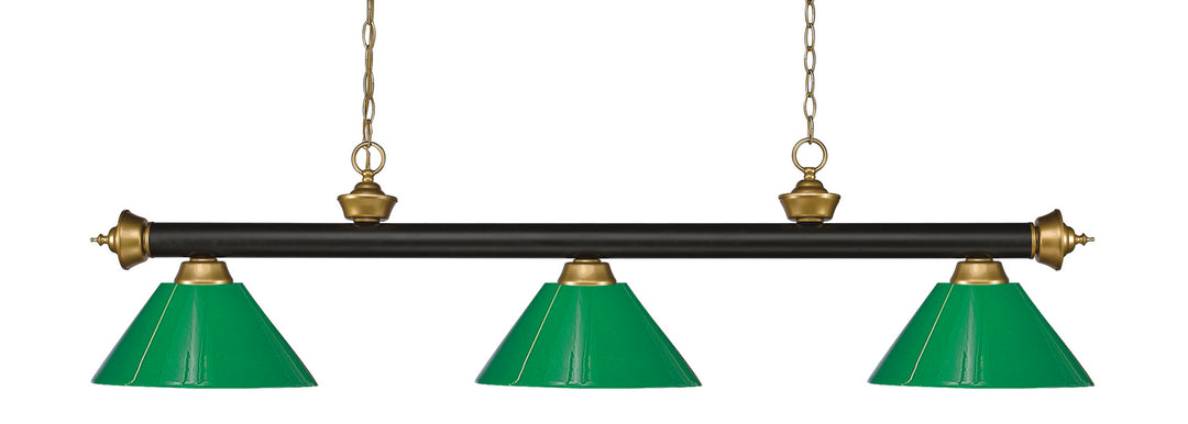 Z-Lite Canada - 200-3BRZ+SG-PGR - Three Light Billiard - Riviera - Bronze + Satin Gold