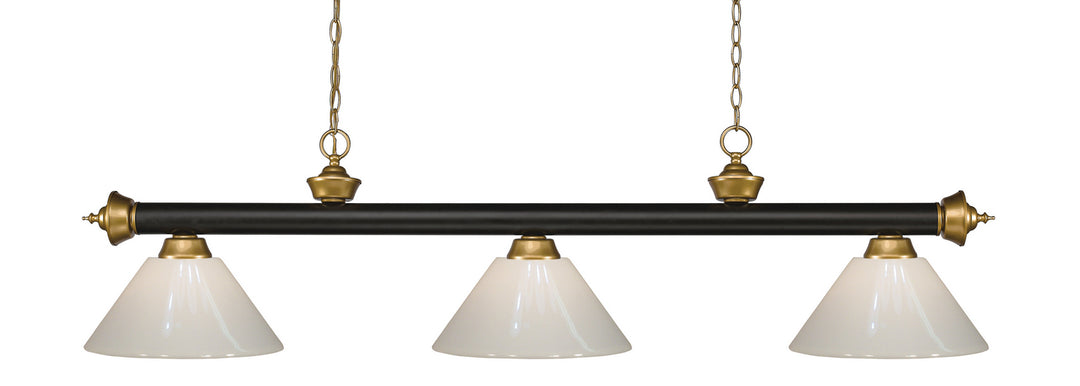 Z-Lite Canada - 200-3BRZ+SG-PWH - Three Light Billiard - Riviera - Bronze + Satin Gold