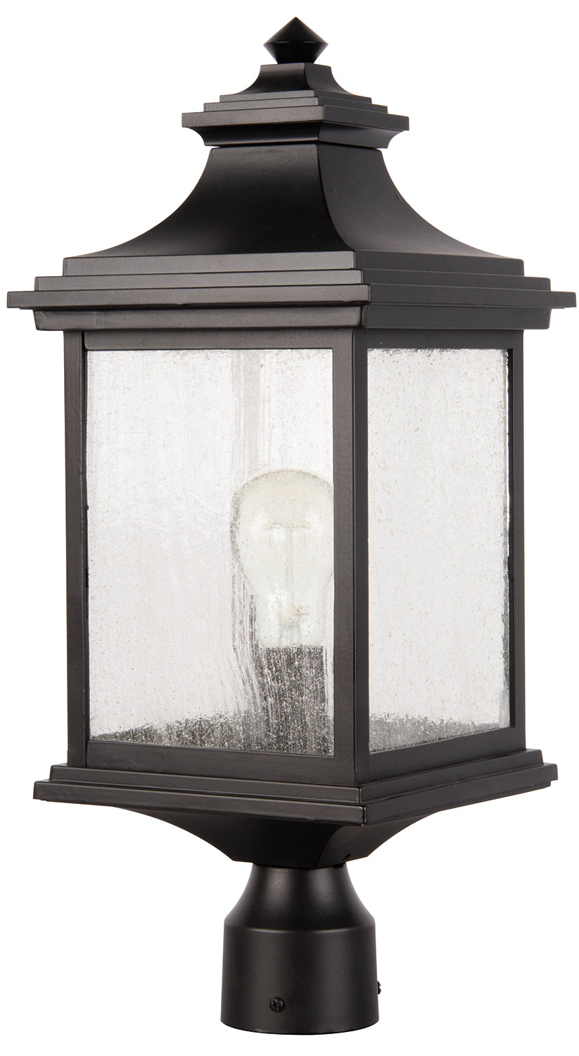 Gentry One Light Post Mount in Midnight - available from The Lighting Shoppe, trusted by Canadian homeowners