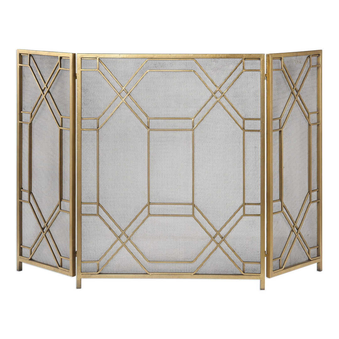 Rosen Fireplace Screen in Antiqued Gold Leaf - available from The Lighting Shoppe, trusted by Canadian homeowners