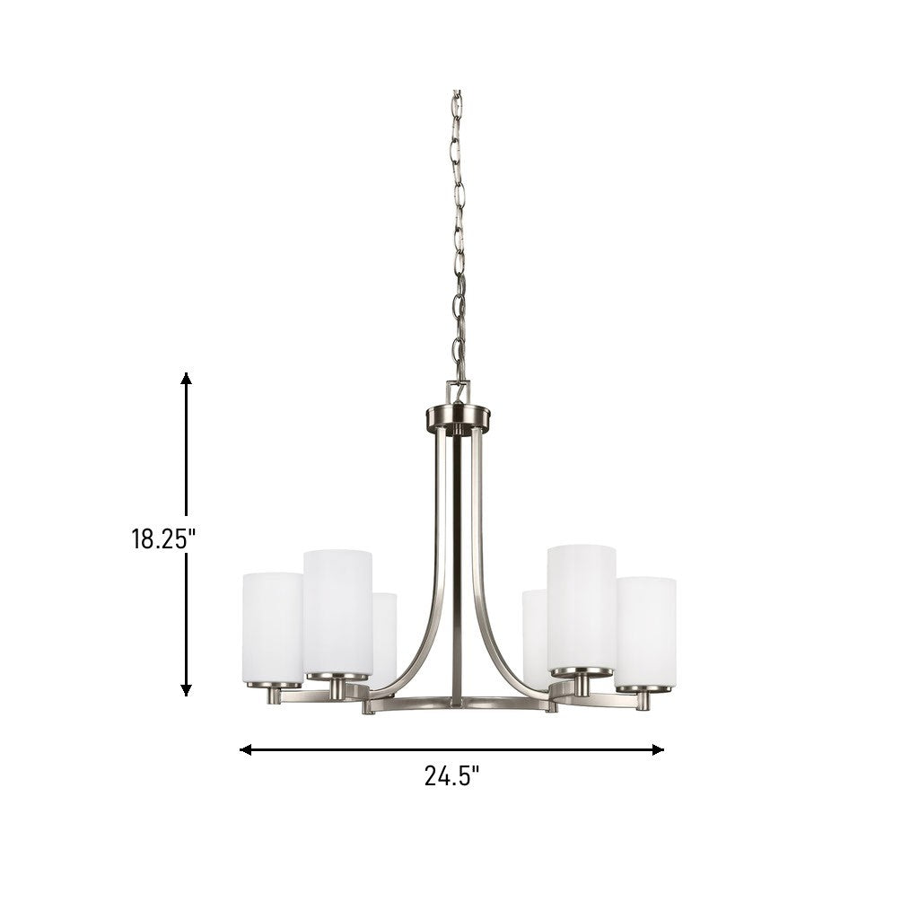 Generation Lighting Canada - 3139106-962 - Six Light Chandelier - Hettinger - Brushed Nickel