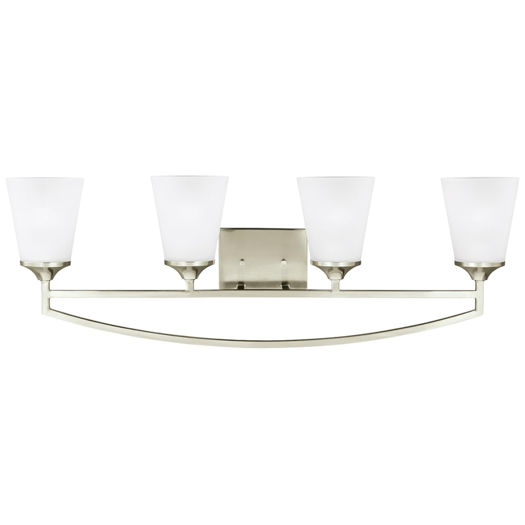 Hanford Four Light Wall / Bath in Brushed Nickel - available from The Lighting Shoppe, trusted by Canadian homeowners