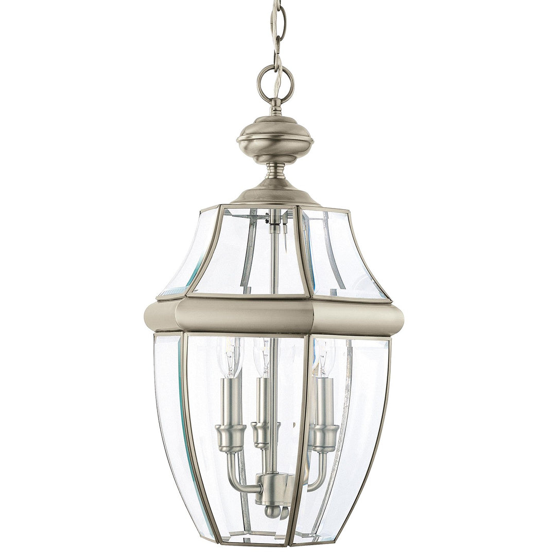 Lancaster Three Light Outdoor Pendant in Antique Brushed Nickel - available from The Lighting Shoppe, trusted by Canadian homeowners