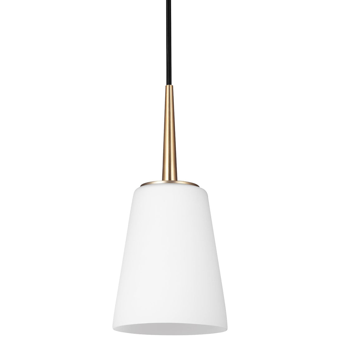 Driscoll One Light Mini-Pendant in Satin Brass - available from The Lighting Shoppe, trusted by Canadian homeowners
